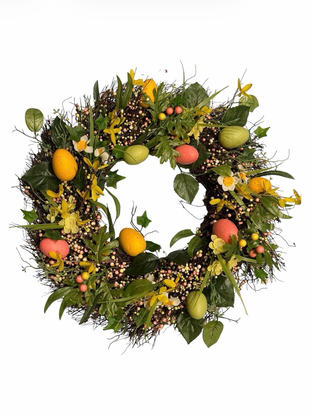Easter Egg Wreath - Yellow, Green, Pink NWT